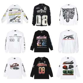 Ins same style Hell Star Retro Print Men's and Women's Loose Casual Long Sleeve T-shirt-2514