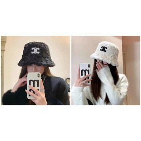 Celine warm and windproof fisherman's hat with lamb fleece-4943